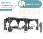 EROMMY 12x24 Adjustable Louvered Pergola with Waterproof Roof EY-WQG-205BK