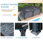 EROMMY 12x24 Adjustable Louvered Pergola with Waterproof Roof EY-WQG-205BK