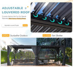 EROMMY 12x24 Adjustable Louvered Pergola with Waterproof Roof EY-WQG-205BK