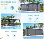 EROMMY 12x24 Adjustable Louvered Pergola with Waterproof Roof EY-WQG-205BK