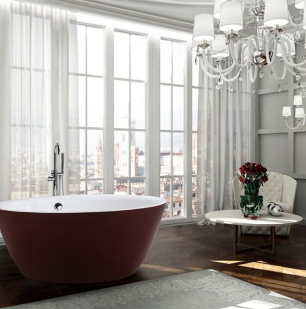 Bellaterra Prato 59 in. Freestanding Bathtub in Glossy Red BA6832RD
