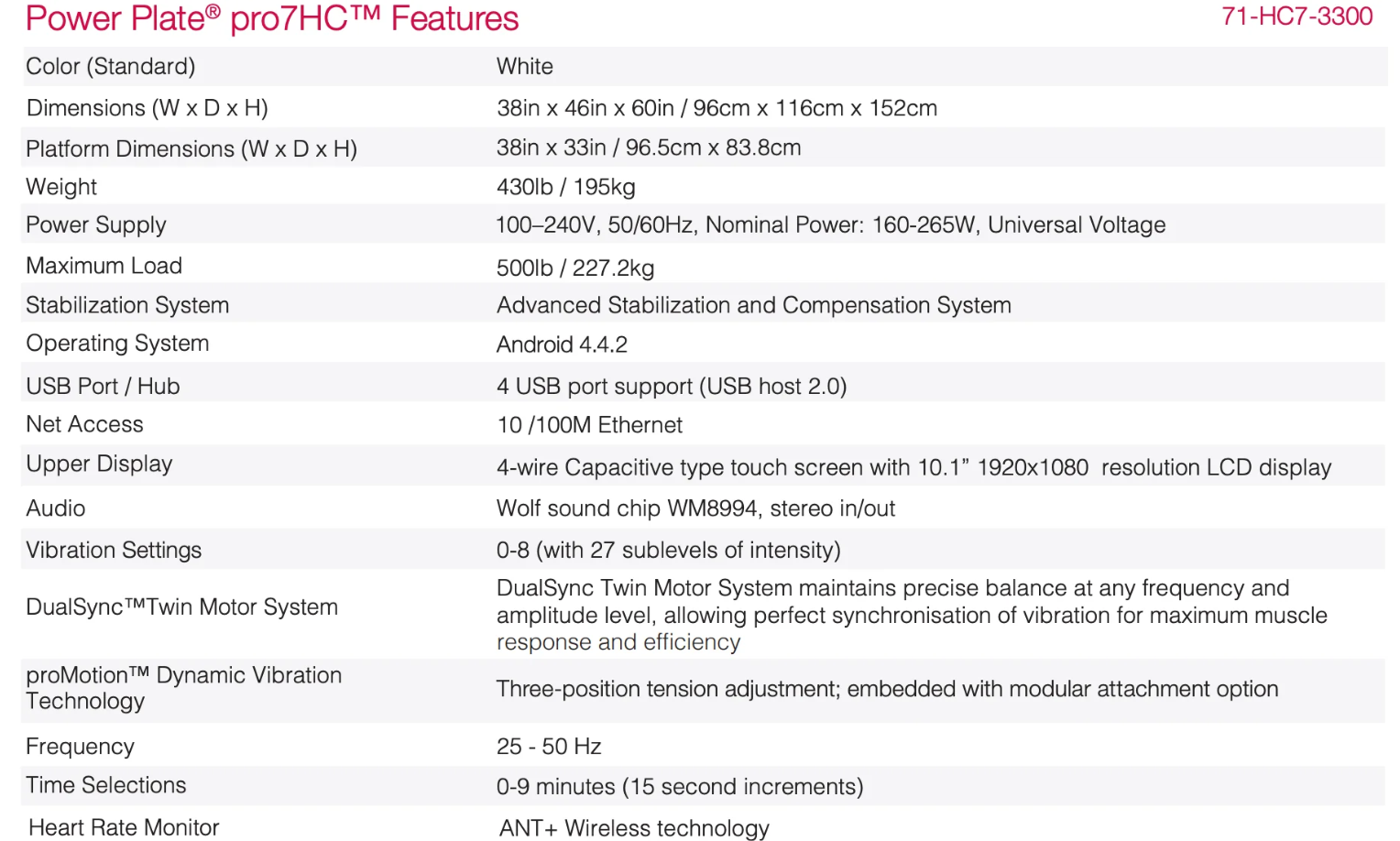 Power Plate pro7HC (Healthcare) White 71-HCA-3300