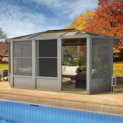 EROMMY 12X15 Solarium Room for 4 Season with Sliding Door – Grey SP-EY-US-BAAG009GY