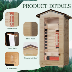 EROMMY 1 Person Outdoor Sauna with Full-spectrum Heaters SP-EY-US-JFPL050MS