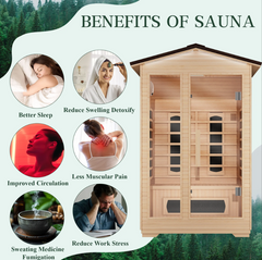 EROMMY 2 Person Outdoor Sauna with Full-spectrum Heaters SP-EY-US-JFPL051MS