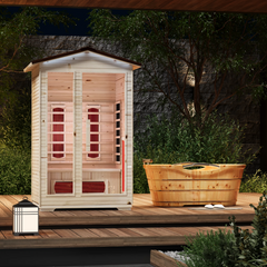 EROMMY 2 Person Outdoor Sauna with Full-spectrum Heaters SP-EY-US-JFPL051MS