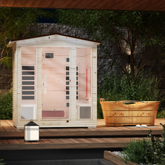 EROMMY 4 Person Outdoor Sauna with Full-spectrum Heaters SP-EY-US-JFPL052MS