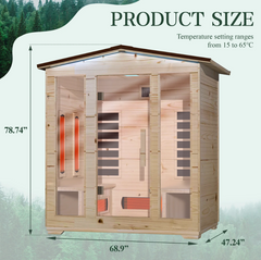 EROMMY 4 Person Outdoor Sauna with Full-spectrum Heaters SP-EY-US-JFPL052MS