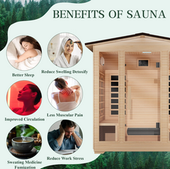 EROMMY 4 Person Outdoor Sauna with Full-spectrum Heaters SP-EY-US-JFPL052MS