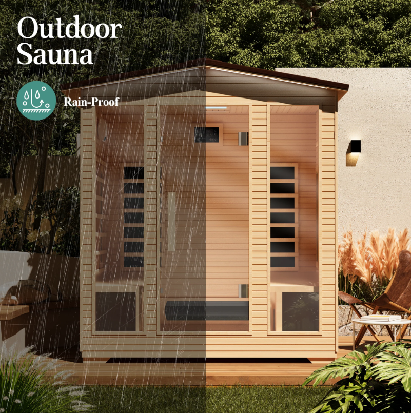 EROMMY 4 Person Outdoor Sauna with Full-spectrum Heaters SP-EY-US-JFPL052MS