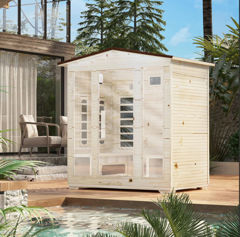 EROMMY 4 Person Outdoor Sauna with Full-spectrum Heaters SP-EY-US-JFPL052MS