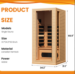 EROMMY Small Infrared Sauna for Home or Gym SP-EY-US-JFPL054MS