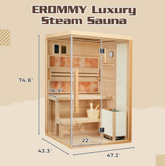 EROMMY Steam Sauna 2-3 Person with Abysm Light, 7-Color Therapeutic Lamp SP-EY-US-JFPL055MS