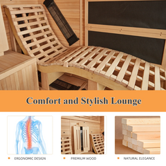 EROMMY Infrared Sauna 2 Person with Comfortable Sauna Chair SP-EY-US-JFPL064MS