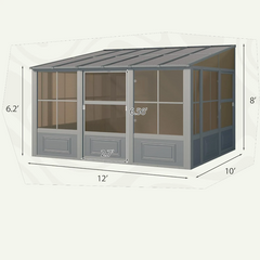 EROMMY 10X12 Wall Mounted Sunroom with Prefabricated 4-season Design – Grey SP-EY-US-WQG106GY