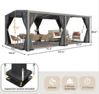 EROMMY 12X20 V-Shape Outdoor Pergola with Curtains – Dark Grey  WQG130BK