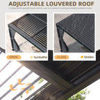 EROMMY 12X20 V-Shape Outdoor Pergola with Curtains – Dark Grey  WQG130BK