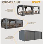 EROMMY 12X20 V-Shape Outdoor Pergola with Curtains – Dark Grey  WQG130BK