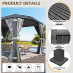 EROMMY 12X20 V-Shape Outdoor Pergola with Curtains – Dark Grey  WQG130BK