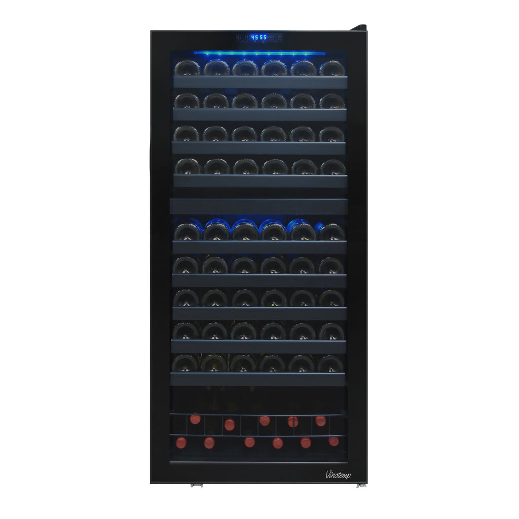 Vinotemp Butler Series Dual-Zone Wine Cooler, 110 Bottle Capacity, in Black VT-122TS-2Z