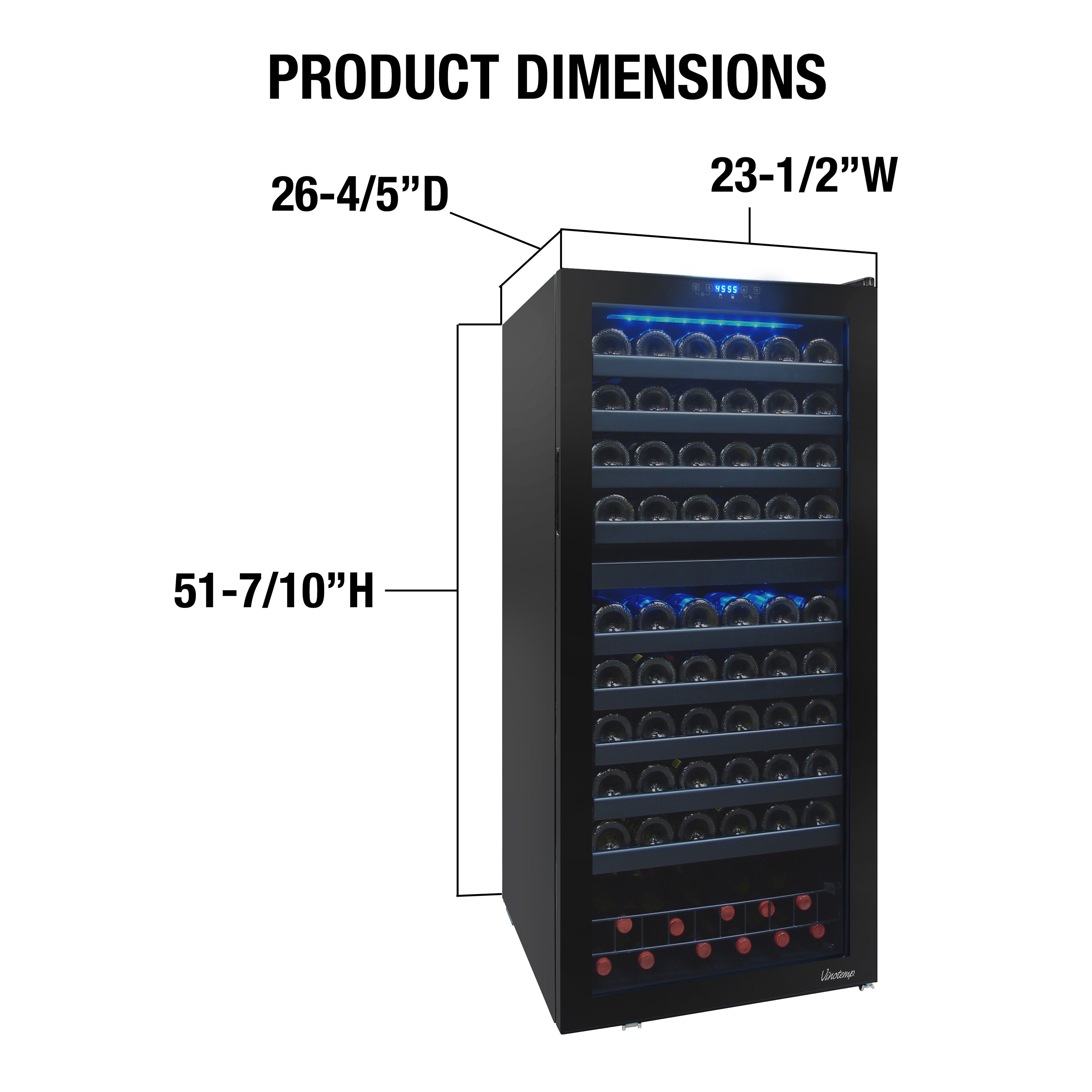 Vinotemp Butler Series Dual-Zone Wine Cooler, 110 Bottle Capacity, in Black VT-122TS-2Z