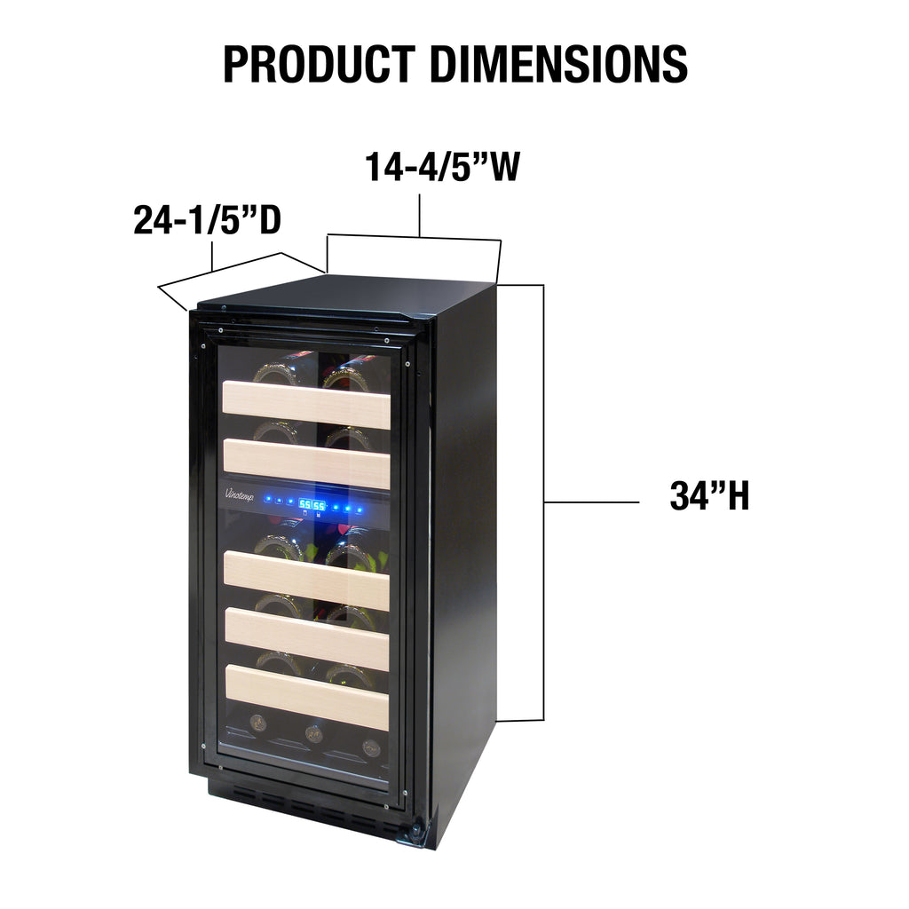 Vinotemp Private Reserve Series Panel Ready Dual-Zone 15" Wine Cooler, 28 Bottle Capacity, in Black VT-15PR28