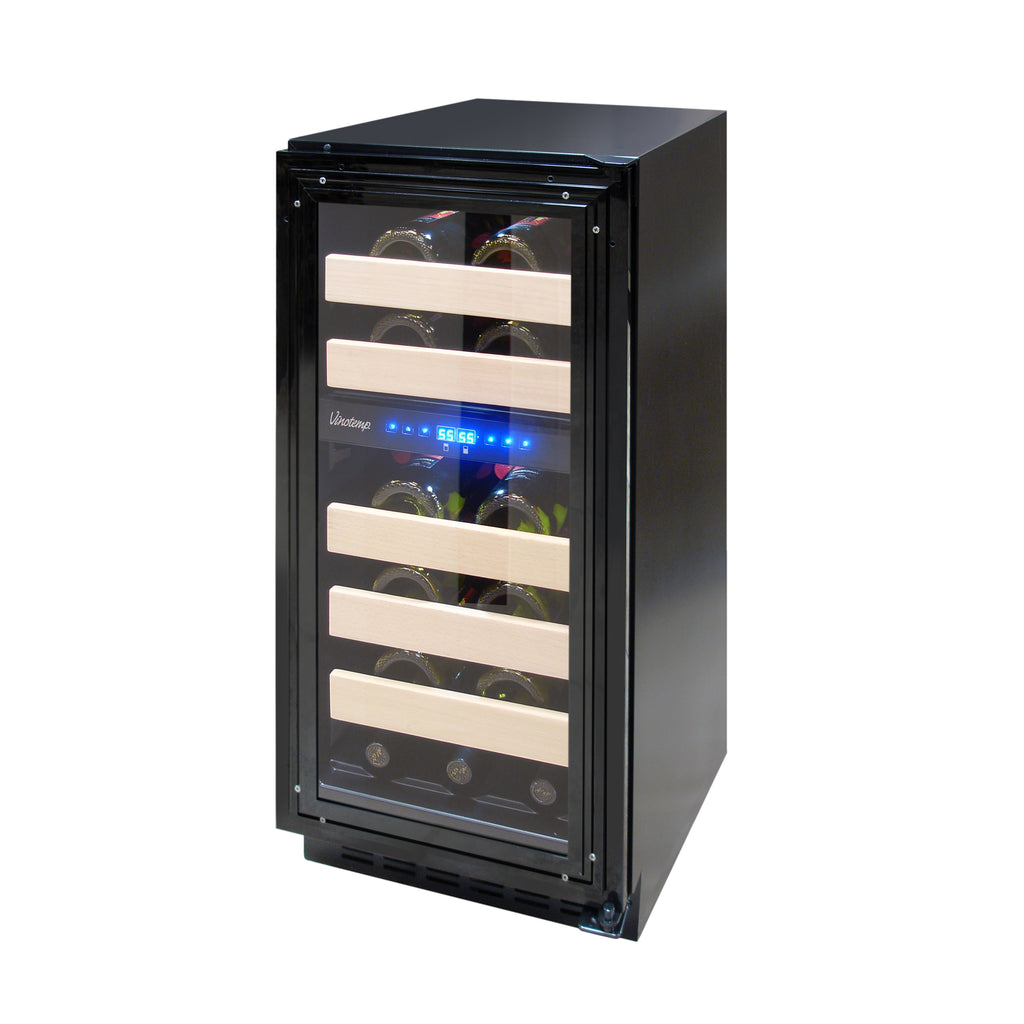 Vinotemp Private Reserve Series Panel Ready Dual-Zone 15" Wine Cooler, 28 Bottle Capacity, in Black VT-15PR28
