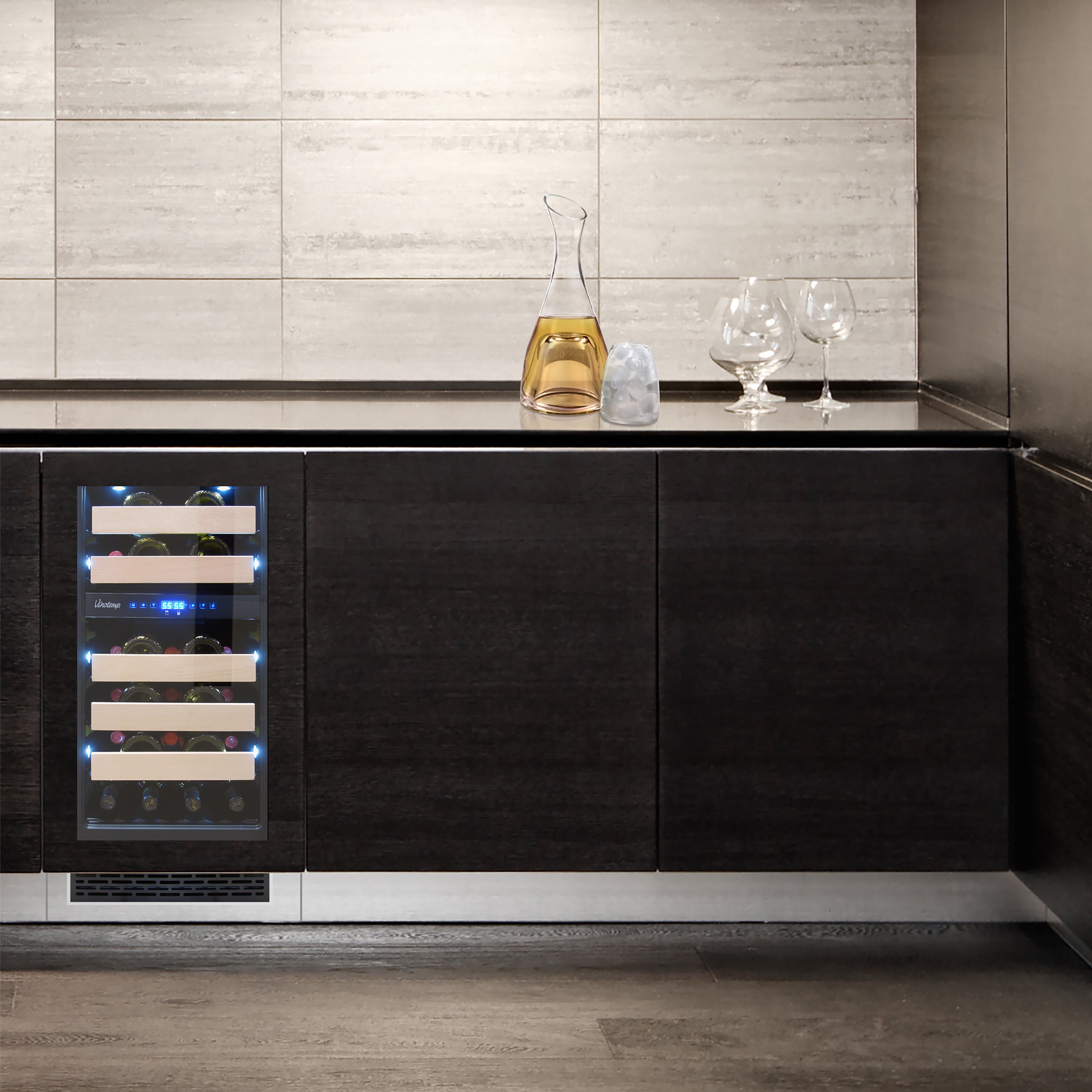 Vinotemp Private Reserve Series Panel Ready Dual-Zone 18" Wine Cooler, 32 Bottle Capacity, in Black VT-18PR28