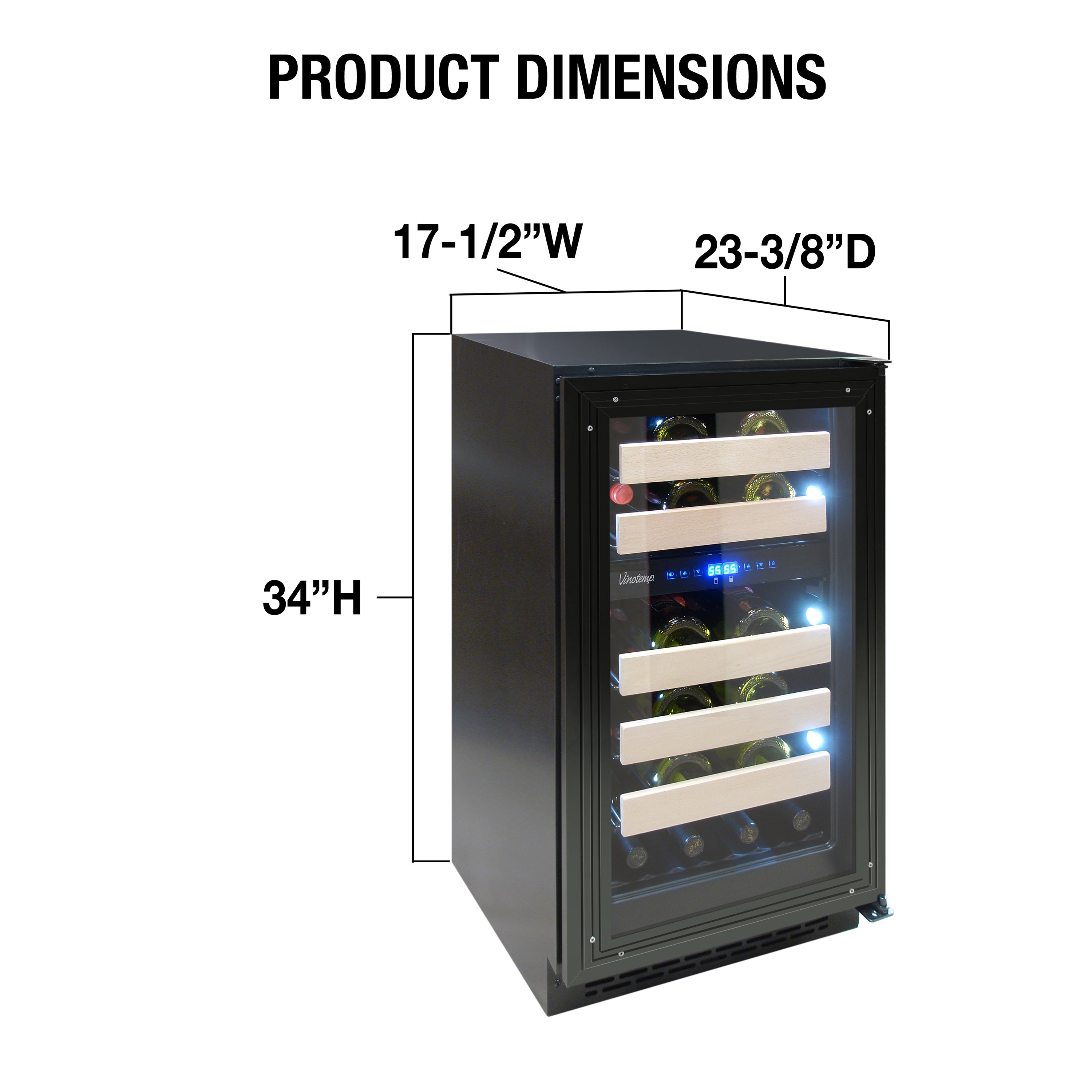Vinotemp Private Reserve Series Panel Ready Dual-Zone 18" Wine Cooler, 32 Bottle Capacity, in Black VT-18PR28