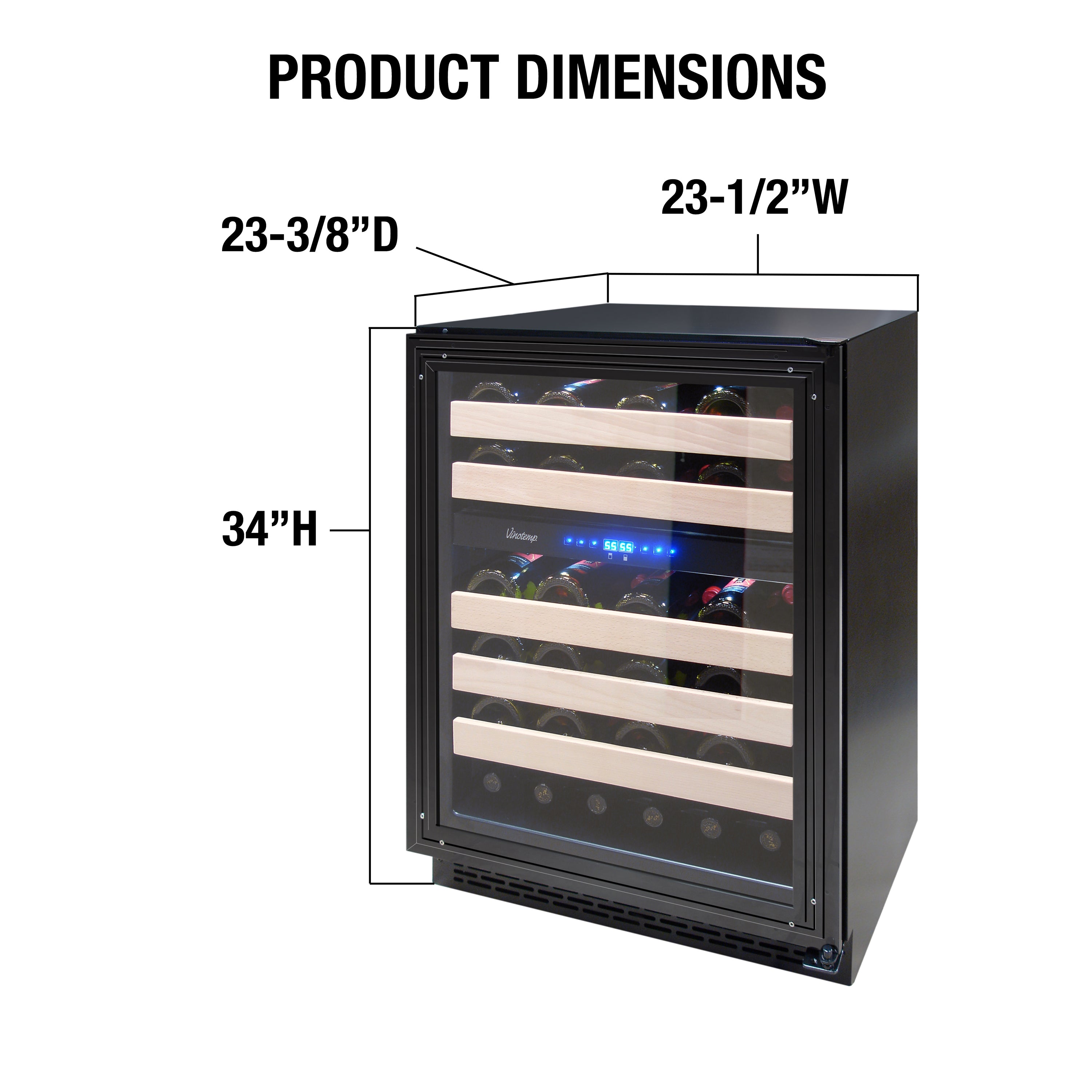 Vinotemp Private Reserve Series Panel Ready Dual-Zone 24" Wine Cooler, 46 Bottle Capacity, in Black VT-24PR46