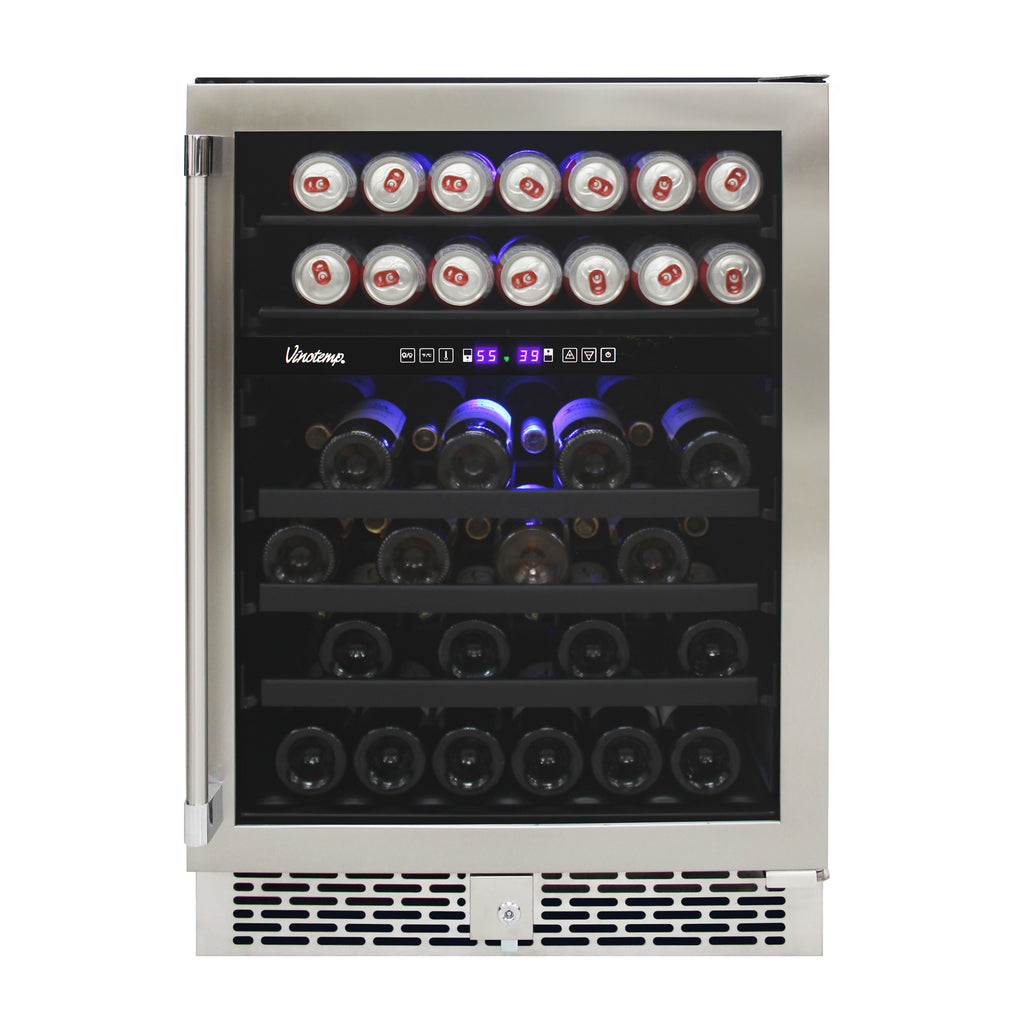 Vinotemp 24" Outdoor Dual-Zone Wine and Beverage Cooler, 30 Bottle and 84 12 oz Can Capacity, in Stainless Steel VT-OUTDR24GD