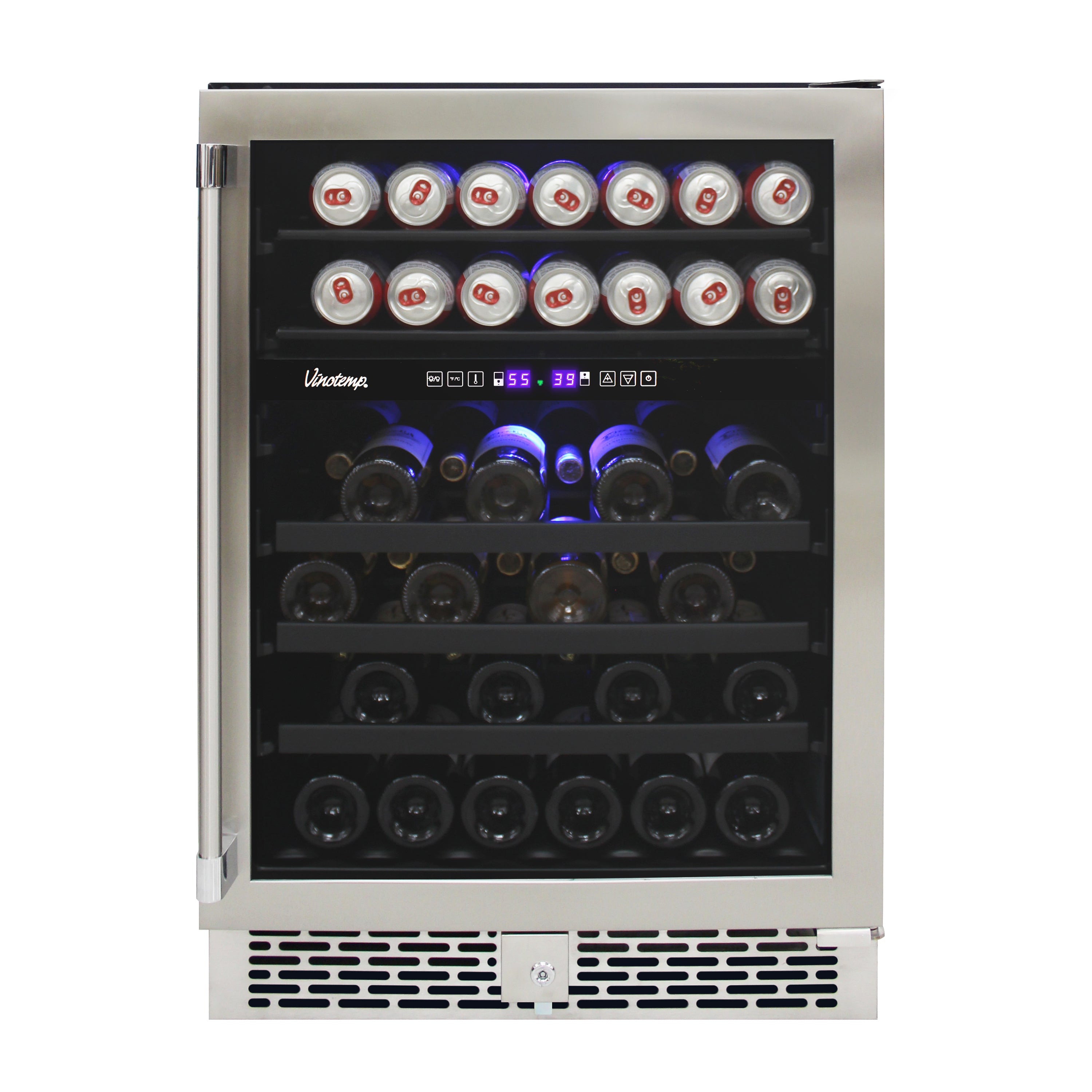 Vinotemp 24" Outdoor Dual-Zone Wine and Beverage Cooler, 30 Bottle and 84 12 oz Can Capacity, in Stainless Steel VT-OUTDR24GD