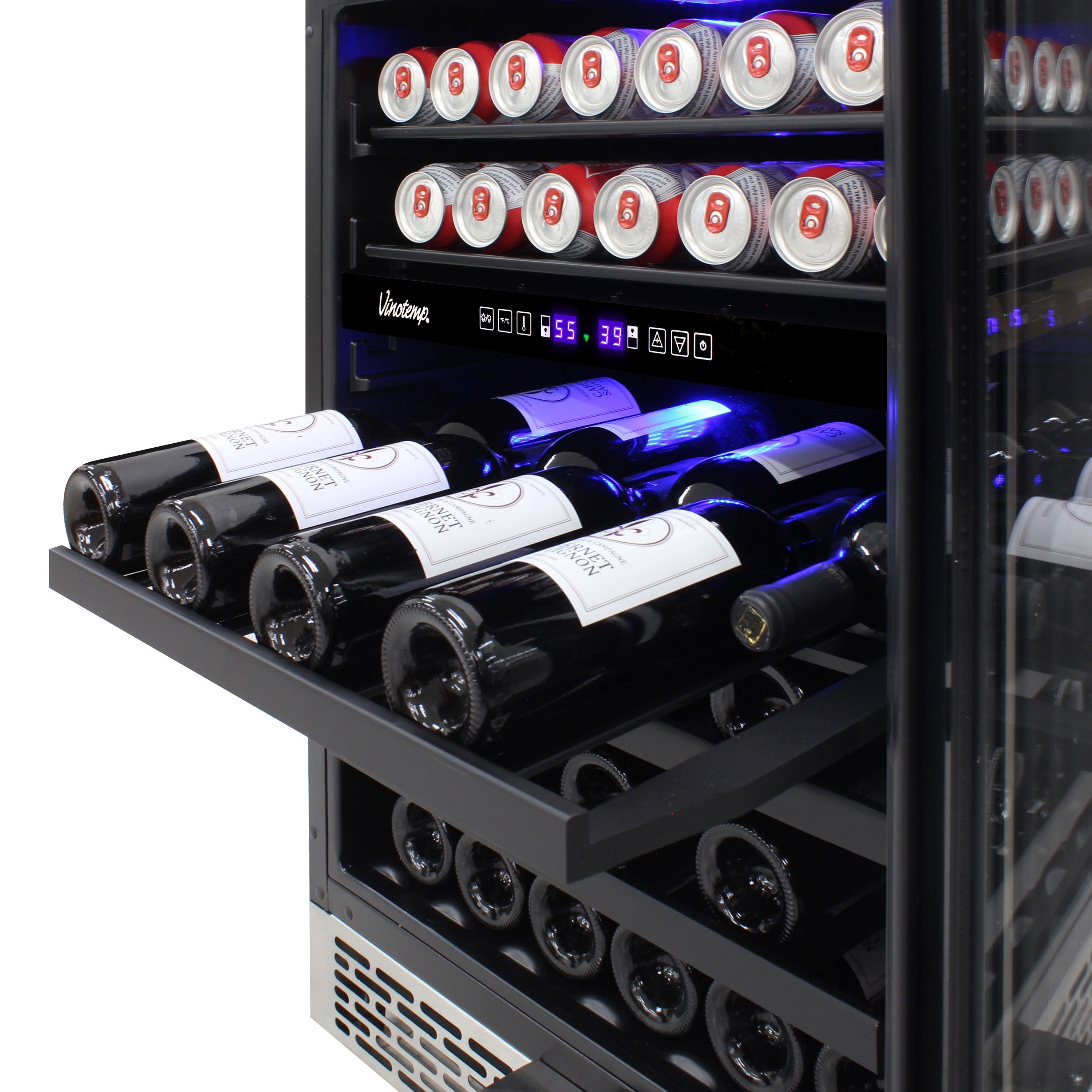 Vinotemp 24" Outdoor Dual-Zone Wine and Beverage Cooler, 30 Bottle and 84 12 oz Can Capacity, in Stainless Steel VT-OUTDR24GD