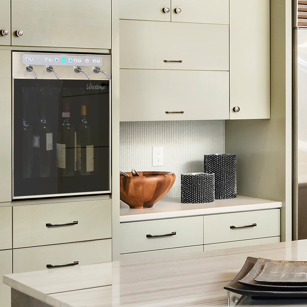 Vinotemp WineSteward Dispenser with Push Button Control, 4 Bottle Capacity, in Stainless Steel VT-PRWINEDIS4S