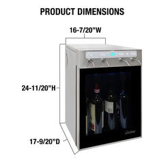 Vinotemp WineSteward Dispenser with Push Button Control, 4 Bottle Capacity, in Stainless Steel VT-PRWINEDIS4S