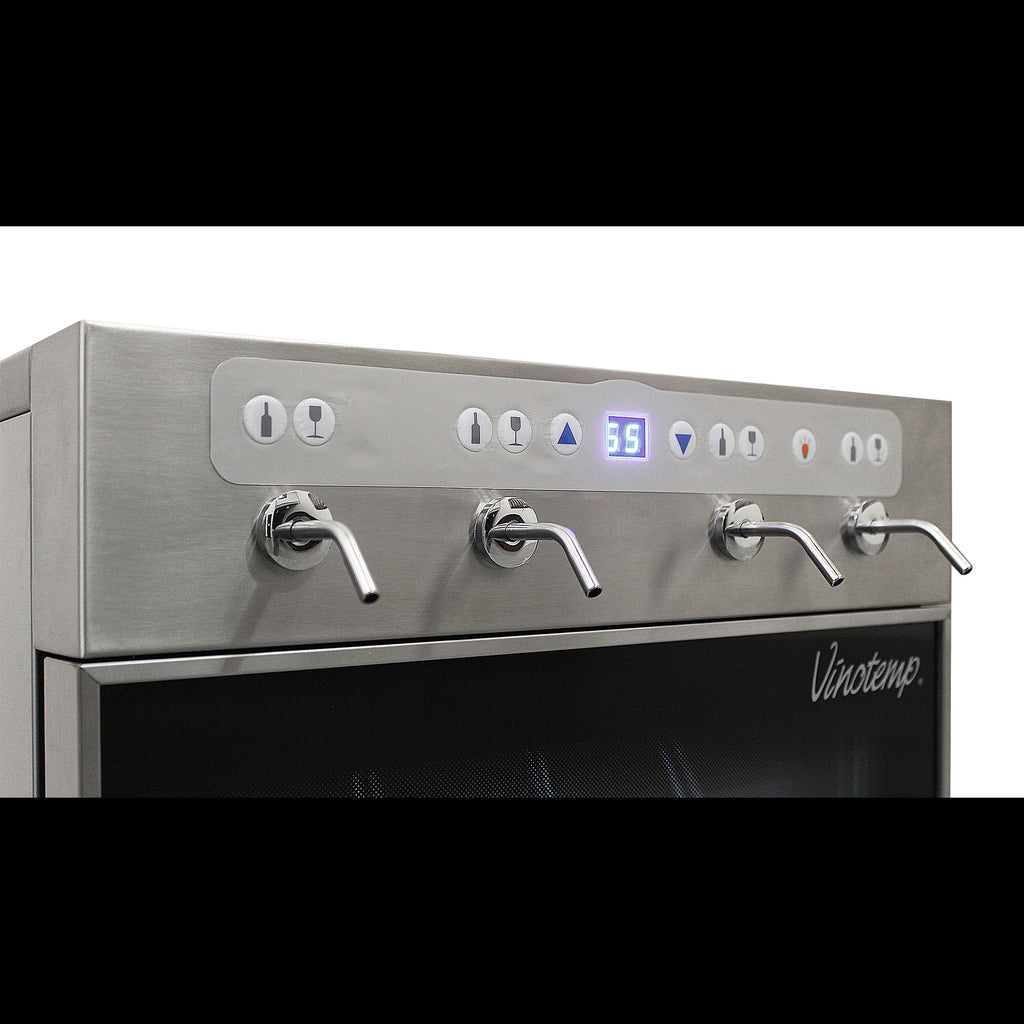 Vinotemp WineSteward Dispenser with Push Button Control, 4 Bottle Capacity, in Stainless Steel VT-PRWINEDIS4S
