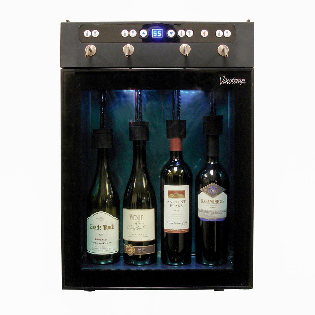Vinotemp Wine Dispenser with Push Button Controls, 4 Bottle Capacity, in Black VT-WINEDISP4