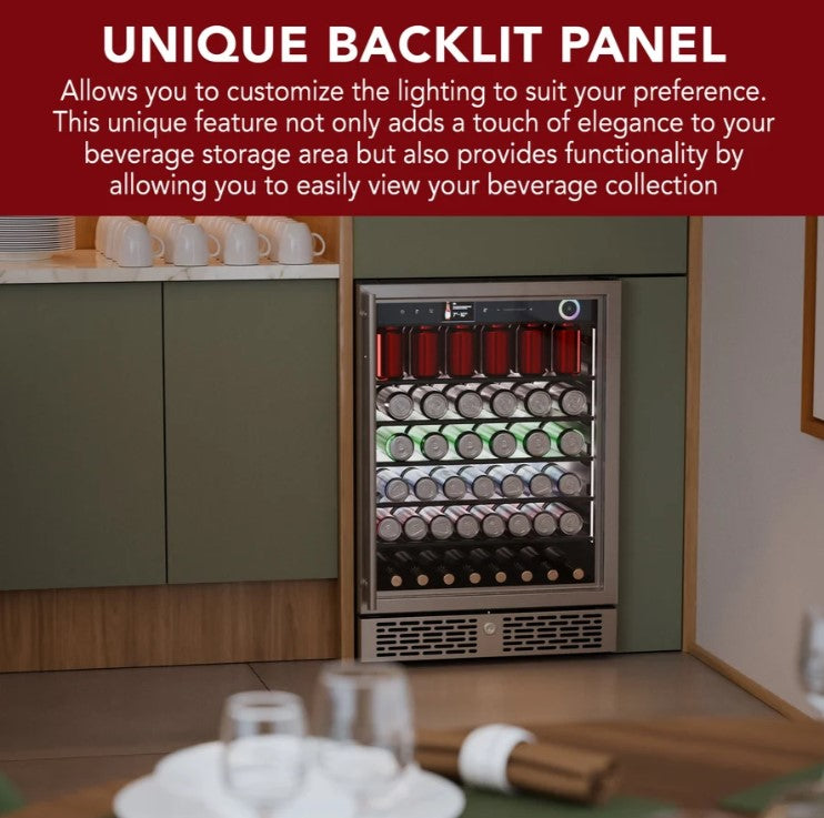 Vinotemp Vinoglow 151-Can Single-Zone Beverage Center VTBC117EVGSS