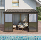 EROMMY 10 Ft. W x 12 Ft. D Wall Mounted Gazebo, All-Season Patio Gazebo Sunroom with Side Door XWG336BN