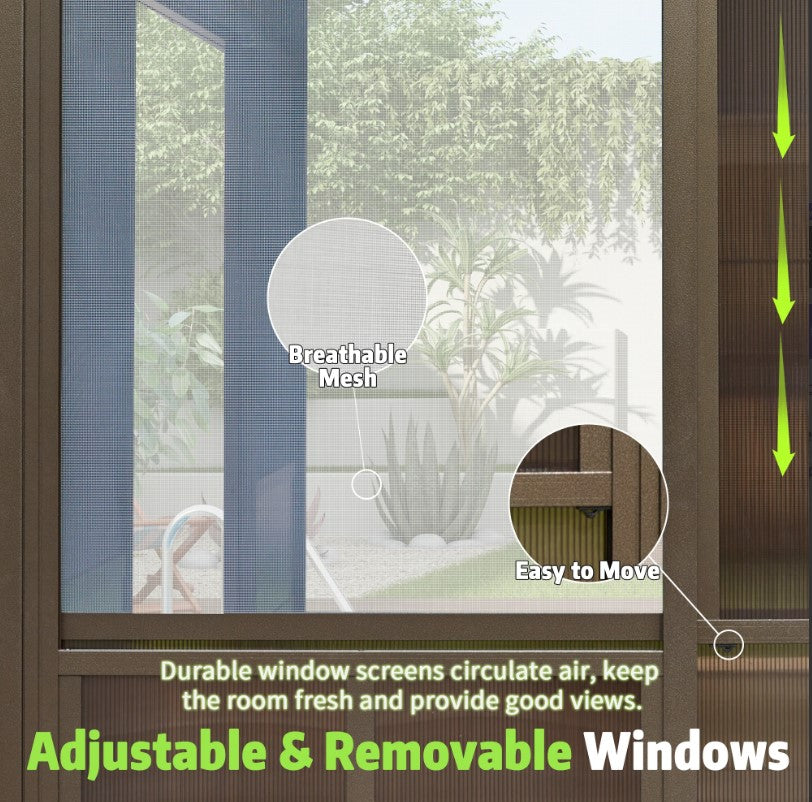 EROMMY 10 Ft. W x 12 Ft. D Wall Mounted Gazebo, All-Season Patio Gazebo Sunroom with Side Door XWG336BN