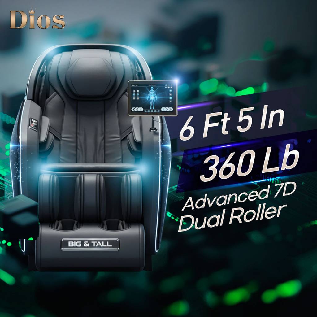 Dios Massage Chair 7D Dual Core Air Roller SL-track with 3D Calf Kneading Dios-7300
