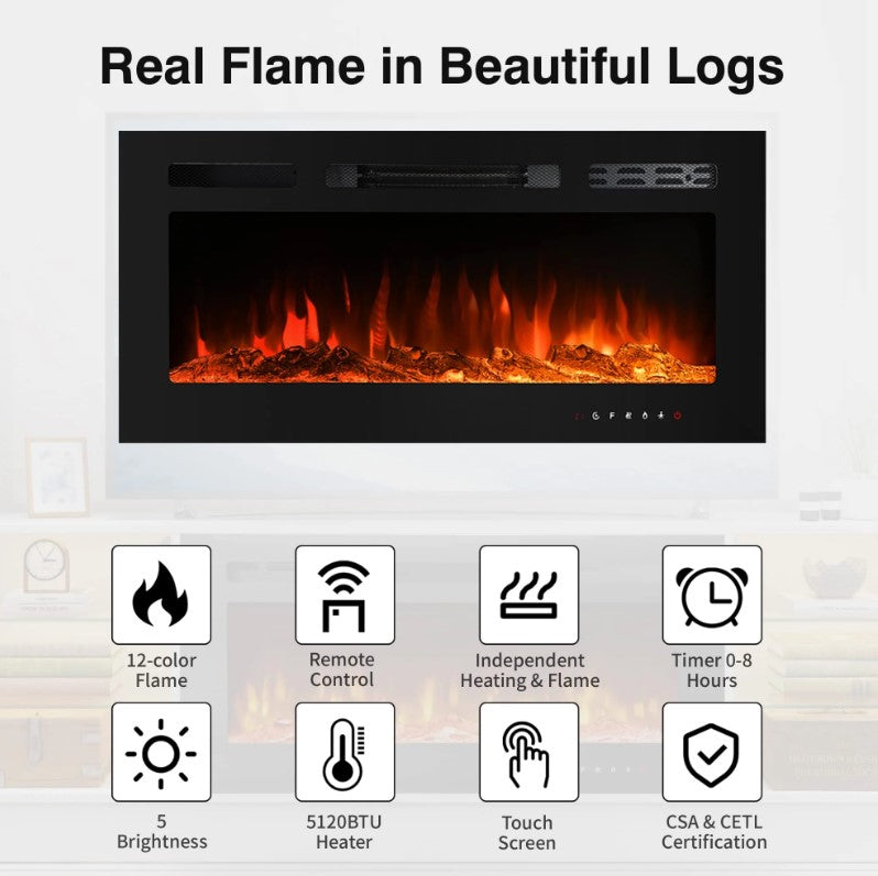 EROMMY 70 Inch TV Stand with Electric Fireplace for TVs Up to 70 Inch – White WQHM-020WH-A-WQHM-020BK-B-SP-EY-US