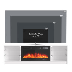 EROMMY 70 Inch TV Stand with Electric Fireplace for TVs Up to 70 Inch – White WQHM-020WH-A-WQHM-020BK-B-SP-EY-US