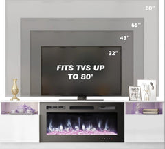 EROMMY 70 Inch Modern TV Stand with Fireplace for TVs Up to 80 Inch - White WQHM-026WH-A1-WQHM-026WH-B-SP-EY-US