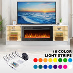 EROMMY 70 Inch TV Stand with Electric Fireplace for TVs Up to 70 Inch – White WQHM-020WH-A-WQHM-020BK-B-SP-EY-US